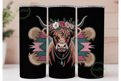 Highland Cow Tumbler Wrap 20oz Sublimation PixelChick 