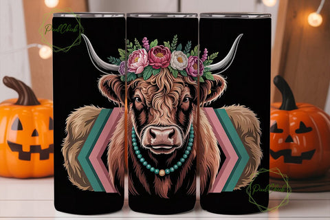Highland Cow Tumbler Wrap 20oz Sublimation PixelChick 