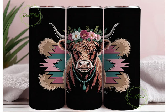 Highland Cow Tumbler Wrap 20oz Sublimation PixelChick 