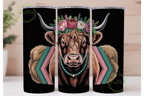 Highland Cow Tumbler Wrap 20oz Sublimation PixelChick 