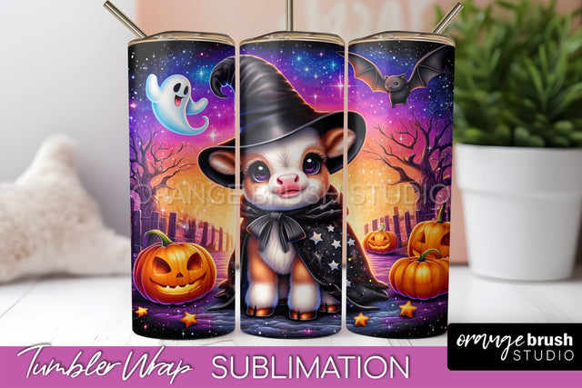 Highland Cow Tumbler Wrap - Cute Halloween Sublimation Sublimation OrangeBrushStudio 