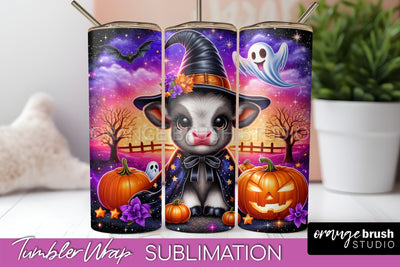 Highland Cow Tumbler Wrap - Cute Halloween Sublimation Sublimation OrangeBrushStudio 