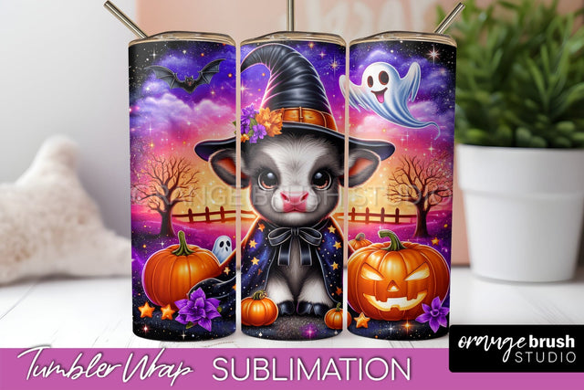 Highland Cow Tumbler Wrap - Cute Halloween Sublimation Sublimation OrangeBrushStudio 