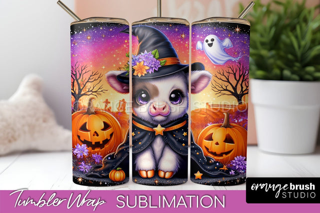 Highland Cow Tumbler Wrap - Cute Halloween Sublimation Sublimation OrangeBrushStudio 