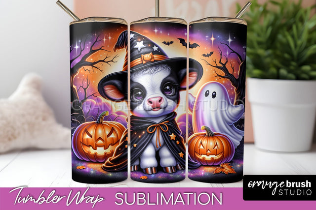 Highland Cow Tumbler Wrap - Cute Halloween Sublimation Sublimation OrangeBrushStudio 