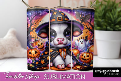 Highland Cow Tumbler Wrap - Cute Halloween Sublimation Sublimation OrangeBrushStudio 