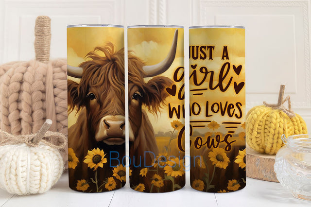 Highland Cow Tumbler Wrap Floral 20 oz Skinny Tumbler Sublimation Design Straight & Tapered Tumbler PNG, Digital Download Sublimation BouDesign 