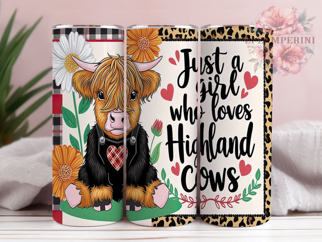 Highland Cow Tumbler Wrap, Just a Girl Who Loves Cows Design, 20oz Sublimation Wrap, Digital Download Tumbler, Farm Animal Tumbler Design, Cute Cow Art, Highland Cows Gift Sublimation Li Zamperini 