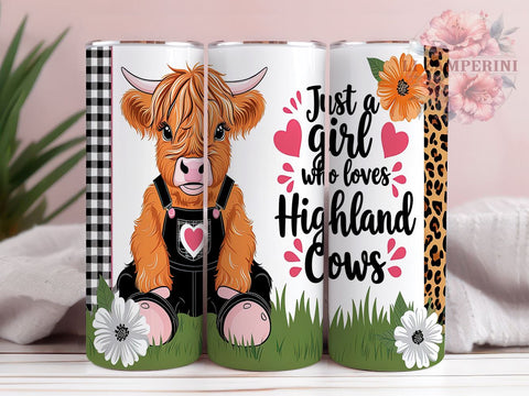 Highland Cow Tumbler Wrap, Just a Girl Who Loves Cows Design, 20oz Sublimation Wrap, Digital Download Tumbler, Farm Animal Tumbler Design, Cute Cow Art, Highland Cows Gift Sublimation Li Zamperini 