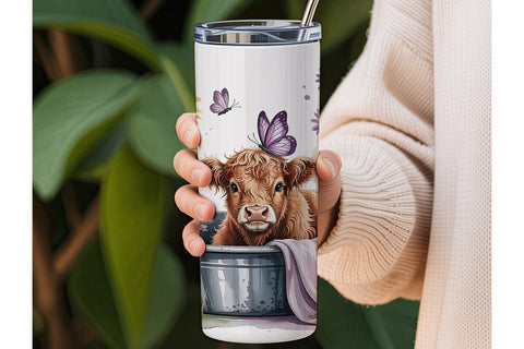 Highland Cow Tumbler Wrap PNG Sublimation DesignSVG 