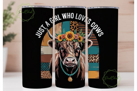 Highland Cow Tumbler Wrap PNG Sublimation PixelChick 