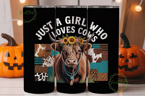 Highland Cow Tumbler Wrap PNG Sublimation PixelChick 