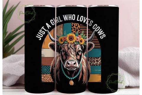 Highland Cow Tumbler Wrap PNG Sublimation PixelChick 