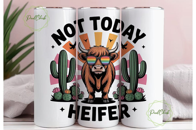 Highland Cow Tumbler Wrap PNG Sublimation PixelChick 
