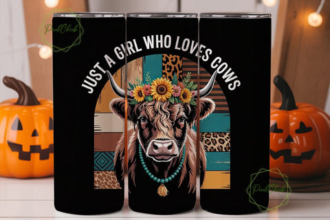 Highland Cow Tumbler Wrap PNG Sublimation PixelChick 