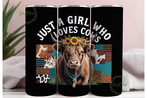 Highland Cow Tumbler Wrap PNG Sublimation PixelChick 