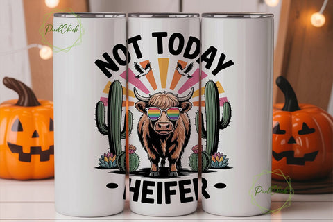 Highland Cow Tumbler Wrap PNG Sublimation PixelChick 