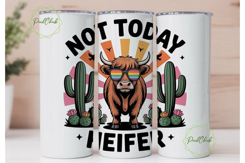 Highland Cow Tumbler Wrap PNG Sublimation PixelChick 