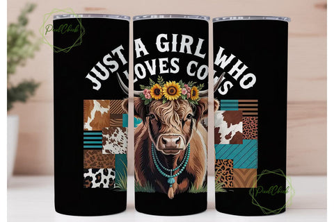 Highland Cow Tumbler Wrap PNG Sublimation PixelChick 