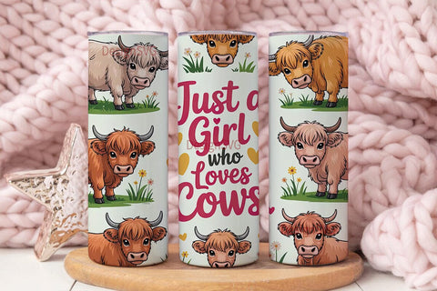 Highland Cow Tumbler Wrap Sublimation DesignSVG 