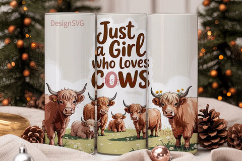 Highland Cow Tumbler Wrap Sublimation DesignSVG 