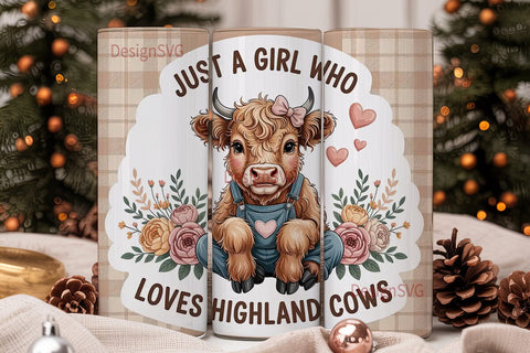 Highland Cow Tumbler Wrap Sublimation DesignSVG 