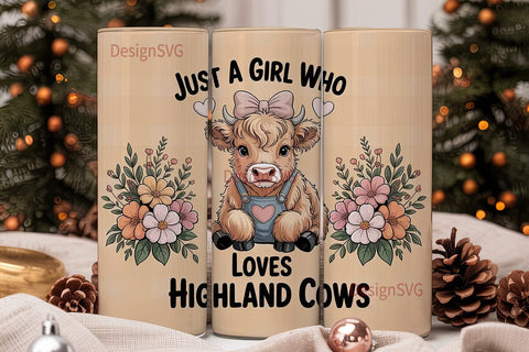 Highland Cow Tumbler Wrap Sublimation DesignSVG 