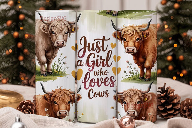 Highland Cow Tumbler Wrap Sublimation DesignSVG 