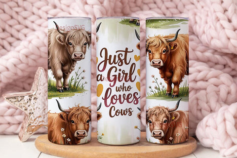 Highland Cow Tumbler Wrap Sublimation DesignSVG 