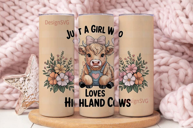 Highland Cow Tumbler Wrap Sublimation DesignSVG 