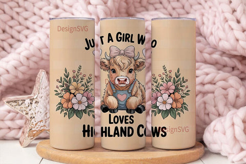 Highland Cow Tumbler Wrap Sublimation DesignSVG 