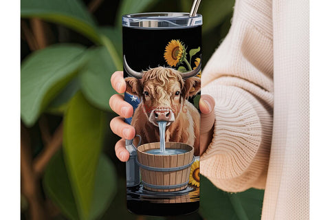 Highland Cow Tumbler Wrap Sublimation DesignSVG 