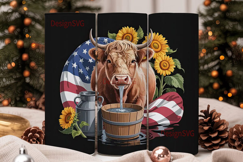 Highland Cow Tumbler Wrap Sublimation DesignSVG 