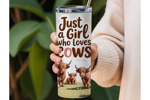 Highland Cow Tumbler Wrap Sublimation DesignSVG 