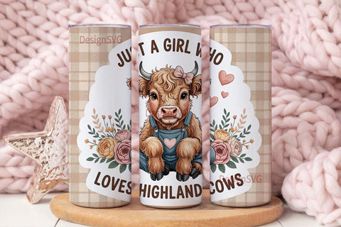 Highland Cow Tumbler Wrap Sublimation DesignSVG 