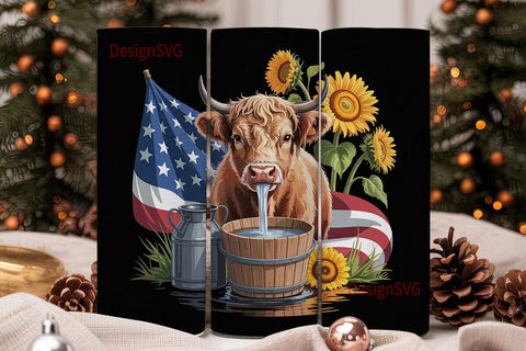 Highland Cow Tumbler Wrap Sublimation DesignSVG 