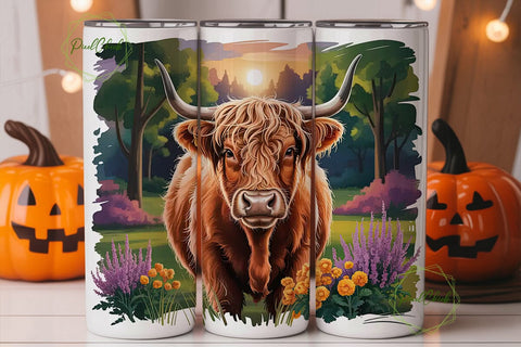 Highland Cow Tumbler Wrap Sublimation PixelChick 