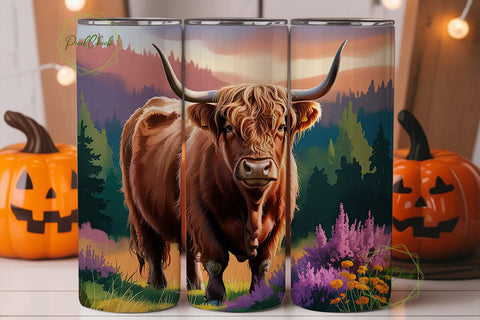 Highland Cow Tumbler Wrap Sublimation PixelChick 