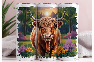 Highland Cow Tumbler Wrap Sublimation PixelChick 
