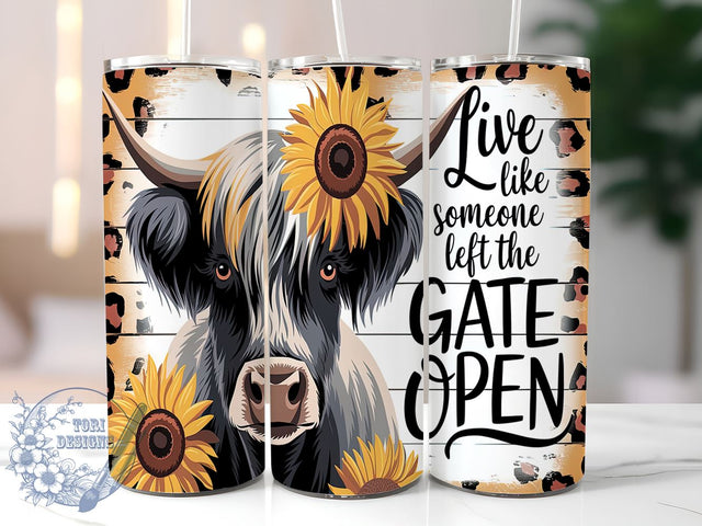 Highland Cow Tumbler Wrap, Sunflower Design, 20oz Sublimation, Country Style Tumbler, Rustic Drinkware, Farmhouse Tumbler Wrap, Inspirational Quote Tumbler Sublimation ToriDesigns 