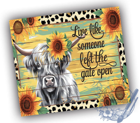 Highland Cow Tumbler Wrap, Sunflower Design, 20oz Sublimation, Country Style Tumbler, Rustic Drinkware, Farmhouse Tumbler Wrap, Inspirational Quote Tumbler Sublimation ToriDesigns 