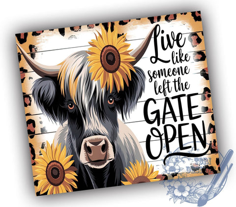 Highland Cow Tumbler Wrap, Sunflower Design, 20oz Sublimation, Country Style Tumbler, Rustic Drinkware, Farmhouse Tumbler Wrap, Inspirational Quote Tumbler Sublimation ToriDesigns 