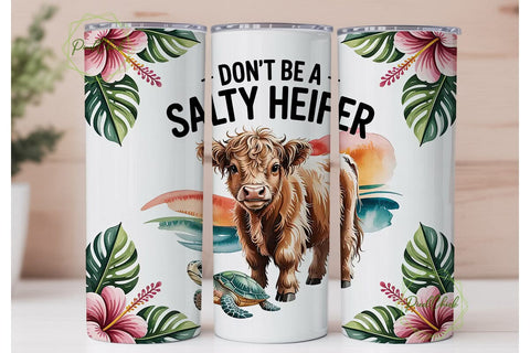 Highland Cow & Turtle 20oz Tumbler Wrap Sublimation PixelChick 