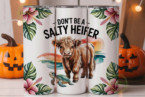 Highland Cow & Turtle 20oz Tumbler Wrap Sublimation PixelChick 