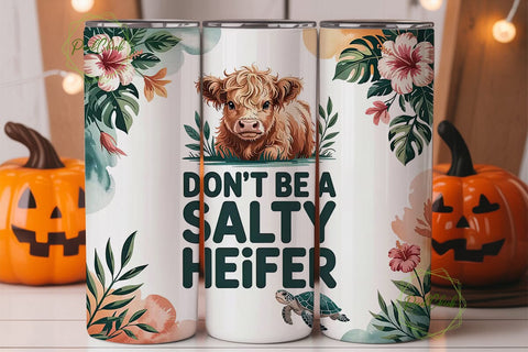 Highland Cow & Turtle 20oz Tumbler Wrap Sublimation PixelChick 