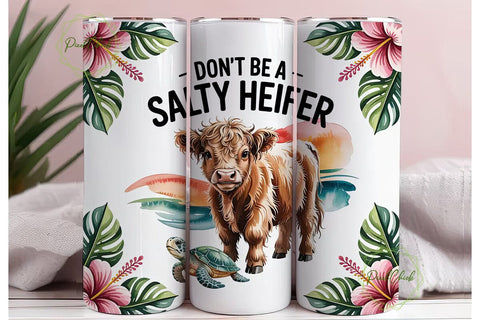 Highland Cow & Turtle 20oz Tumbler Wrap Sublimation PixelChick 
