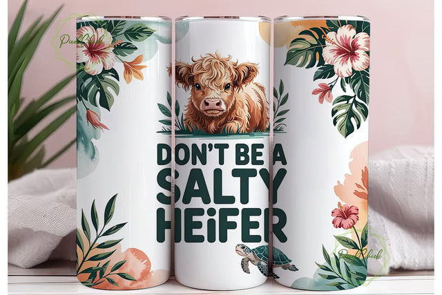 Highland Cow & Turtle 20oz Tumbler Wrap Sublimation PixelChick 