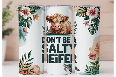 Highland Cow & Turtle 20oz Tumbler Wrap Sublimation PixelChick 