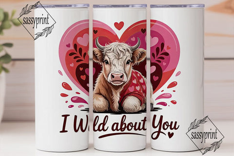 Highland Cow Valentine 20oz Tumbler Wrap Sublimation sassyprint 