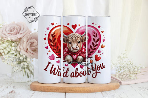 Highland Cow Valentine 20oz Tumbler Wrap Sublimation sassyprint 